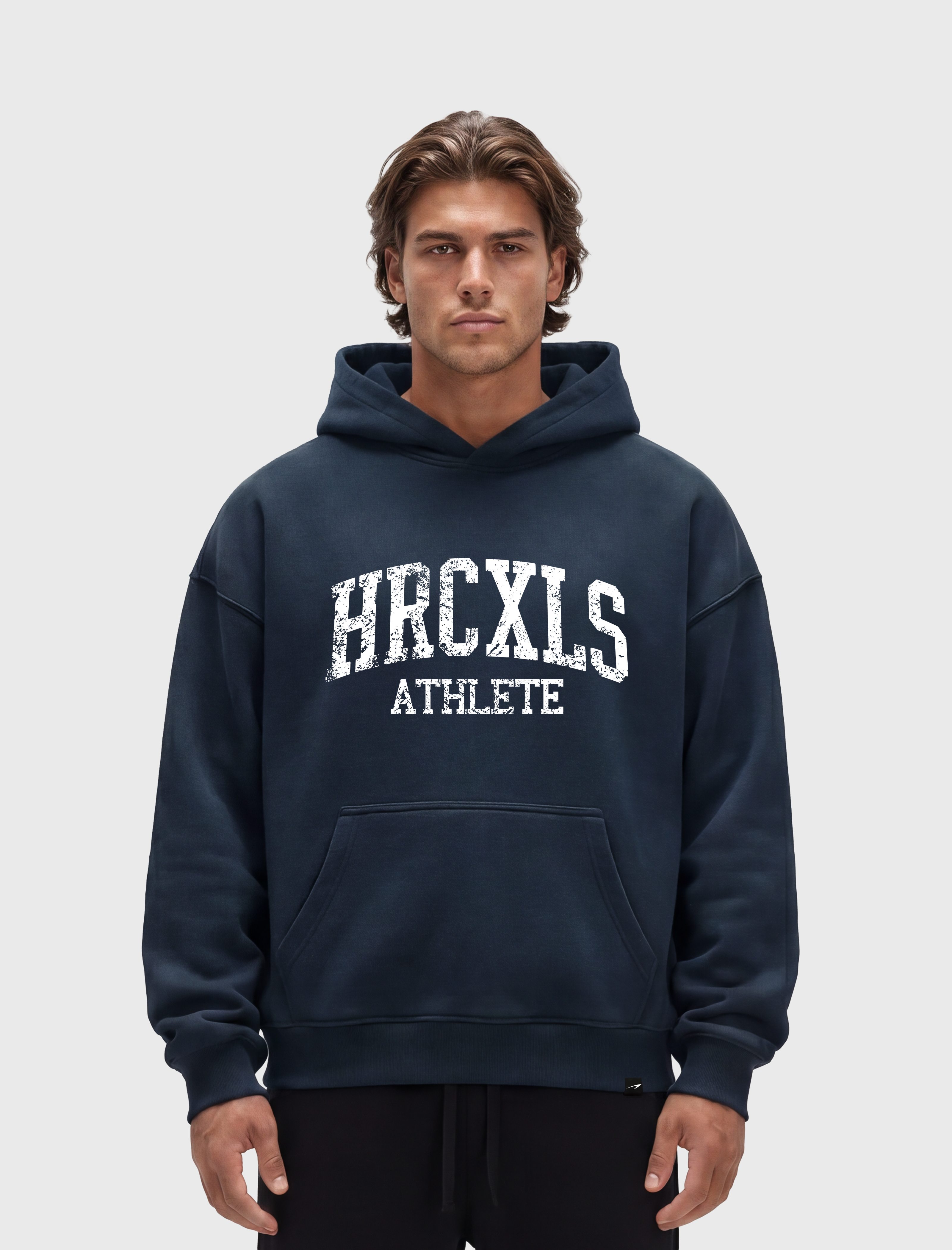 HERCXLES 2026: HRCXLS Athlete Oversized Hoodie - Navy model front